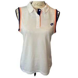 NWT Lotto Sleeveless Italian Sport Q8652 Polo SL‎ Shelia White China Blue Tennis
